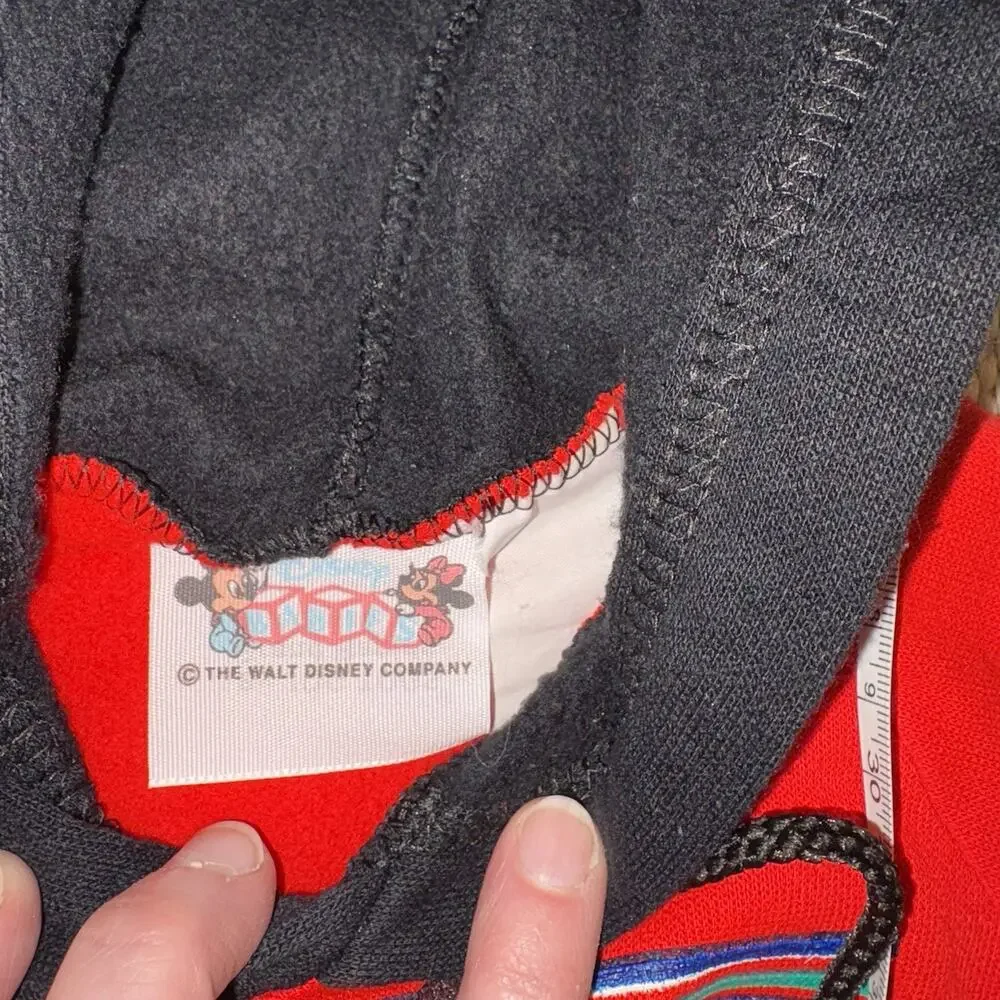 Vintage 80’s 90’s Disney Babies Mickey Red Hoodie Mickey Ears Size 6-12 Months - Picture 15 of 16
